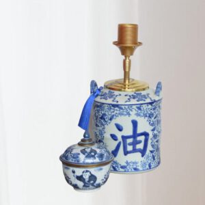 Tafellamp Blauw Gemberpot Lamp Chinoiserie Vintage Stijl, Handgemaakt | Lauren S