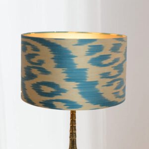 Lampenkap Ikat Blauw Turquoise Petrol, Zijden Lampenkappen Handgemaakt | Lauren S