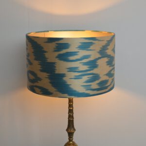 Lampenkap Ikat Blauw Turquoise Petrol, Zijden Lampenkappen Handgemaakt | Lauren S