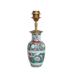 Tafellamp Chinees Porselein Groen met Roze Famille Rose Lamp | Lauren S Verlichting