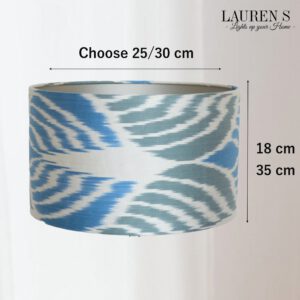 Lampenkap Ikat Zijde Blauw Groen Rond Zijden Lampenkappen Handgemaakt | Lauren S