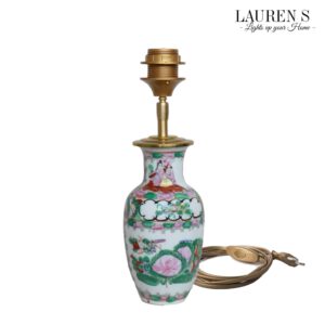 Tafellamp Chinees Porselein Groen met Roze Famille Rose Lamp | Lauren S Verlichting