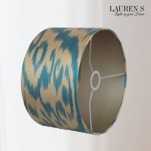 Lampenkap Ikat Blauw Turquoise Petrol, Zijden Lampenkappen Handgemaakt | Lauren S