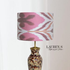 Lampenkap Oranje Roze Berry Ikat Ronde Stoffen met gouden binnenkant | Lauren S