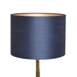 Lampenkap Blauw Midnight Indigo Zijde Stijl Rond met Gouden Binnenkant | Lauren S