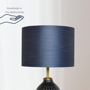 Lampenkap Blauw Midnight Indigo Zijde Stijl Rond met Gouden Binnenkant | Lauren S