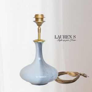 Lampenvoet Zwart Wit Grijs Handgeblazen Glas met Luxe Messing Afwerking | Lauren S