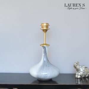 Lampenvoet Zwart Wit Grijs Handgeblazen Glas met Luxe Messing Afwerking | Lauren S