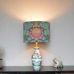 Tafellamp Chinees Porselein Groen met Roze Famille Rose Lamp | Lauren S Verlichting