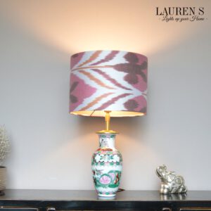 Lampenkap Oranje Roze Berry Ikat Ronde Stoffen met gouden binnenkant | Lauren S