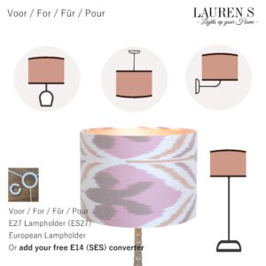 Lampenkap Oranje Roze Berry Ikat Ronde Stoffen met gouden binnenkant | Lauren S