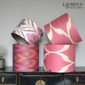 Lampenkap Oranje Roze Berry Ikat Ronde Stoffen met gouden binnenkant | Lauren S