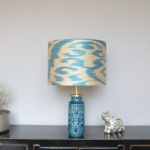 Tafellamp Retro West Germany Lamp met Ikat Zijden Lampenkap Handgemaakt | Lauren S