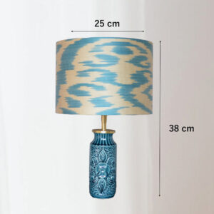 Tafellamp Retro West Germany Lamp met Ikat Zijden Lampenkap Handgemaakt | Lauren S