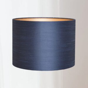 Lampenkap Blauw Midnight Indigo Zijde Stijl Rond met Gouden Binnenkant | Lauren S