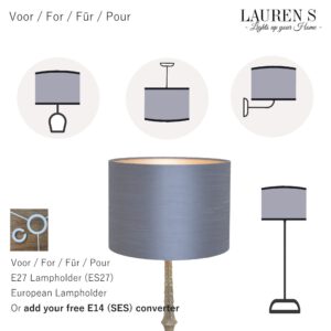 Lampenkap Blauw Midnight Indigo Zijde Stijl Rond met Gouden Binnenkant | Lauren S