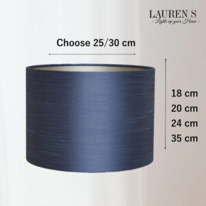 Lampenkap Blauw Midnight Indigo Zijde Stijl Rond met Gouden Binnenkant | Lauren S