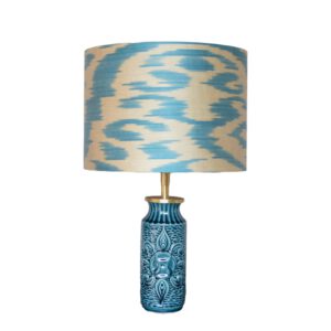 Tafellamp Retro West Germany Lamp met Ikat Zijden Lampenkap Handgemaakt | Lauren S