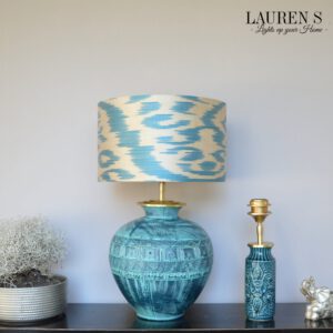 Tafellamp Retro West Germany Lamp met Ikat Zijden Lampenkap Handgemaakt | Lauren S