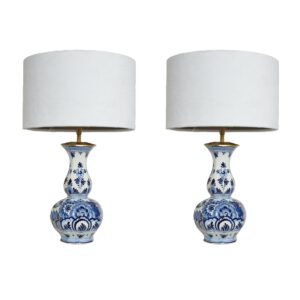 Tafellamp Set van 2 Delftsblauwe Lampen, Schemerlamp keramiek Blauw Wit | Lauren S