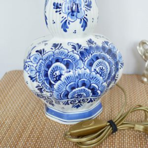 Tafellamp Delftsblauw met Chinoiserie Lampenkap in geel en Blauw Design | Lauren S