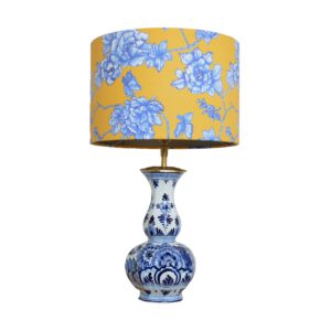 Tafellamp Delftsblauw met Chinoiserie Lampenkap in geel en Blauw Design | Lauren S