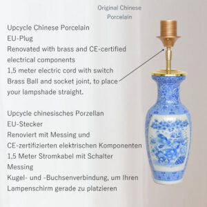 Tafellamp Chinees Blauw met Kobaltblauwe Lampenkap Zijde Handgemaakte Lamp | Lauren S