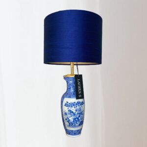 Tafellamp Chinees Blauw met Kobaltblauwe Lampenkap Zijde Handgemaakte Lamp | Lauren S