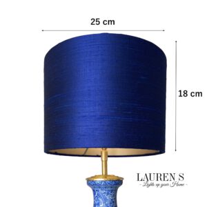 Tafellamp Chinees Blauw met Kobaltblauwe Lampenkap Zijde Handgemaakte Lamp | Lauren S