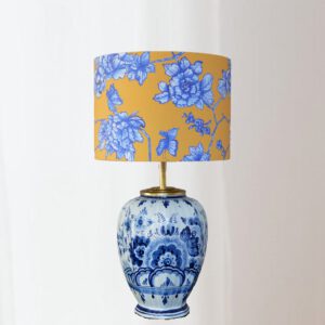 Tafellamp Delftsblauw met Lampenkap Geel en Blauw Origineel Delfts Duurzame One of a Kind Lamp