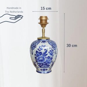 Tafellamp Delftsblauw met Lampenkap Geel en Blauw Origineel Delfts Duurzame One of a Kind Lamp