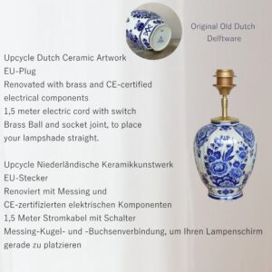 Tafellamp Delftsblauw met Lampenkap Geel en Blauw Origineel Delfts Duurzame One of a Kind Lamp