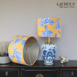 Tafellamp Delftsblauw met Lampenkap Geel en Blauw Origineel Delfts Duurzame One of a Kind Lamp