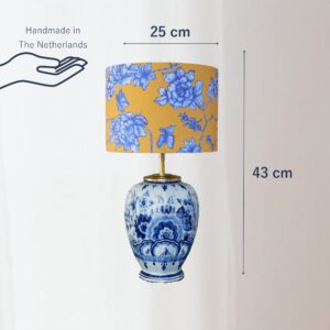 Tafellamp Delftsblauw met Lampenkap Geel en Blauw Origineel Delfts Duurzame One of a Kind Lamp