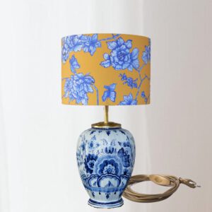 Tafellamp Delftsblauw met Lampenkap Geel en Blauw Origineel Delfts Duurzame One of a Kind Lamp