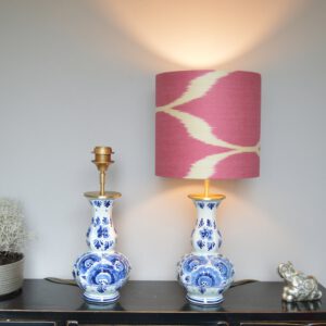 Tafellamp Delftsblauw met Roze Ikat Lampenkap keramiek Blauw - Wit Design | Lauren S