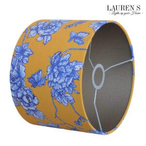 Tafellamp Delftsblauw met Chinoiserie Lampenkap in geel en Blauw Design | Lauren S