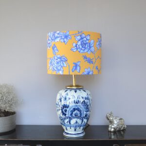 Tafellamp Delftsblauw met Lampenkap Geel en Blauw Origineel Delfts Duurzame One of a Kind Lamp