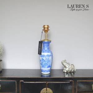 Tafellamp Chinees Blauw met Kobaltblauwe Lampenkap Zijde Handgemaakte Lamp | Lauren S