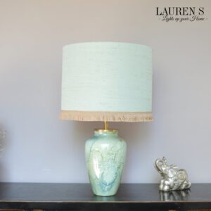 Vintage Lamp Groen Retro West Germany Lamp met Franjes Lampenkap Handgemaakt | Lauren S