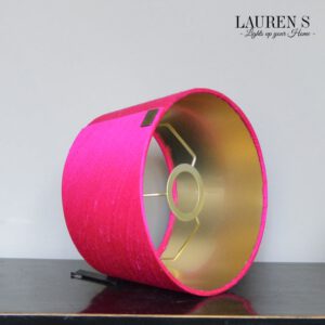 Tafellamp Chinees Porselein Lamp Blauw met Zijden Lampenkap Hot Pink | Lauren S