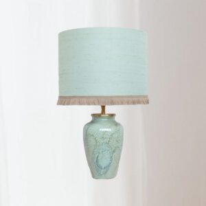 Vintage Lamp Groen Retro West Germany Lamp met Franjes Lampenkap Handgemaakt | Lauren S