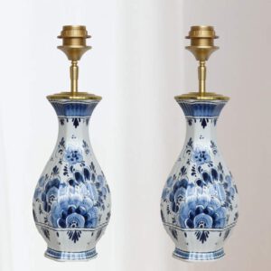 set van 2 blauw witte lampen