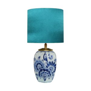 Blauw witte lamp met petrol kap